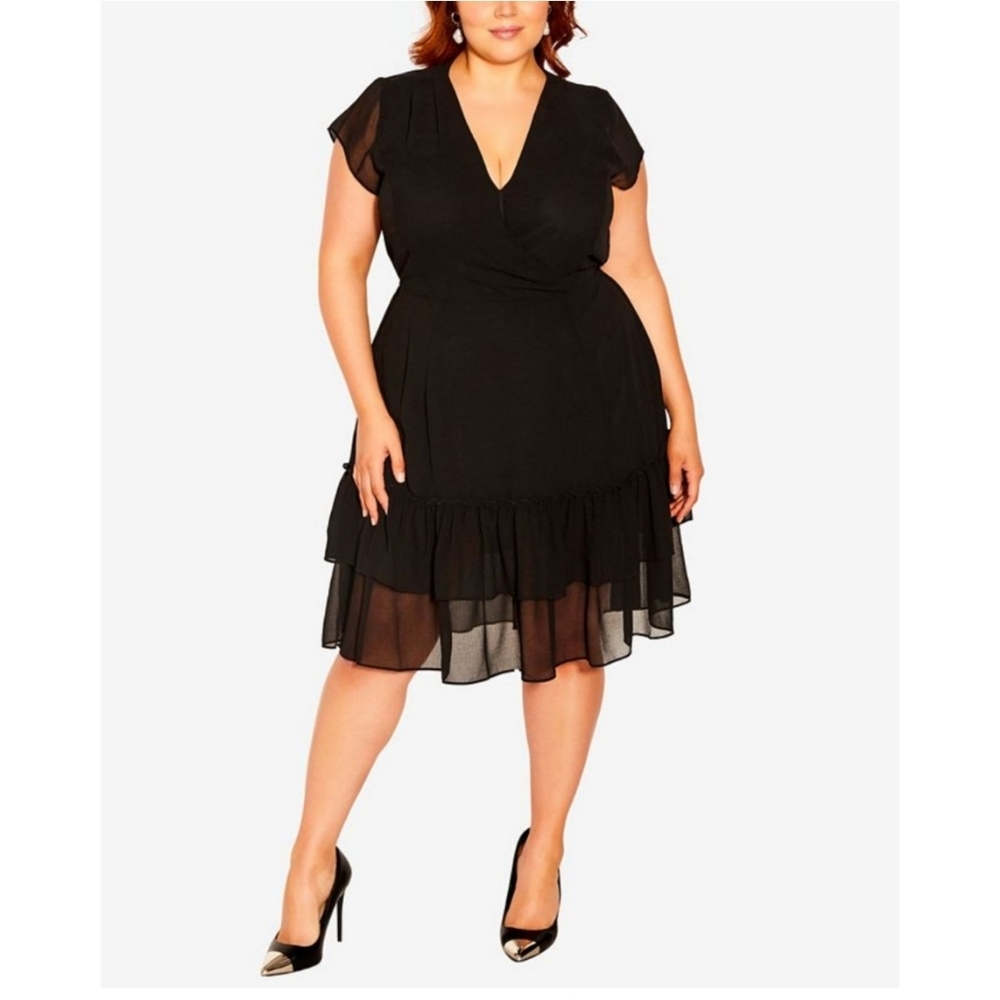 City Chic Dreamy Flirt Dress Black 18